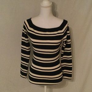NWT H&M Striped Boat Neck Knit Top Sz M